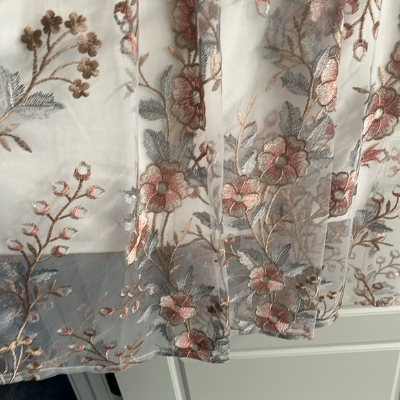 Adrianna Papell embroidery dress. Sheer overlay with white slip underlay. - Picture 4 of 7